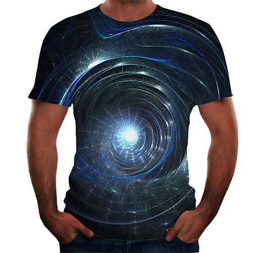 

Men's Plus Size 3D Graphic T-shirt Basic Daily Weekend Round Neck Blue / Short Sleeve