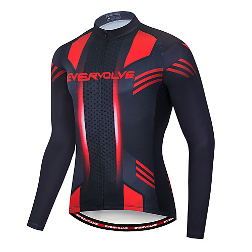 

EVERVOLVE Men's Long Sleeve Cycling Jersey Black Geometic Bike Jersey Top Mountain Bike MTB Road Bike Cycling Breathable Quick Dry Sweat-wicking Sports Clothing Apparel / Stretchy