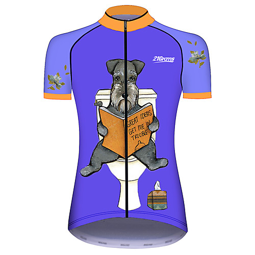 

21Grams Women's Short Sleeve Cycling Jersey Blue Dog Animal Bike Jersey Top Mountain Bike MTB Road Bike Cycling UV Resistant Breathable Quick Dry Sports Clothing Apparel / Stretchy