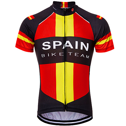 

21Grams Spain National Flag Men's Short Sleeve Cycling Jersey - Red / Yellow Bike Top UV Resistant Breathable Quick Dry Sports Terylene Mountain Bike MTB Road Bike Cycling Clothing Apparel