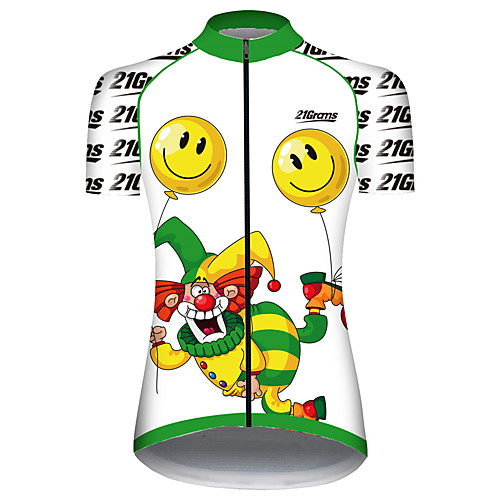 

21Grams Women's Short Sleeve Cycling Jersey Spandex BlackWhite Balloon Funny Clown Bike Jersey Top Mountain Bike MTB Road Bike Cycling UV Resistant Breathable Quick Dry Sports Clothing Apparel