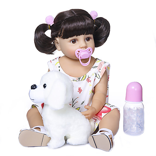 

22 inch Reborn Doll Baby Baby Girl Gift Cute Artificial Implantation Brown Eyes Full Body Silicone Silicone Silica Gel with Clothes and Accessories for Girls' Birthday and Festival Gifts