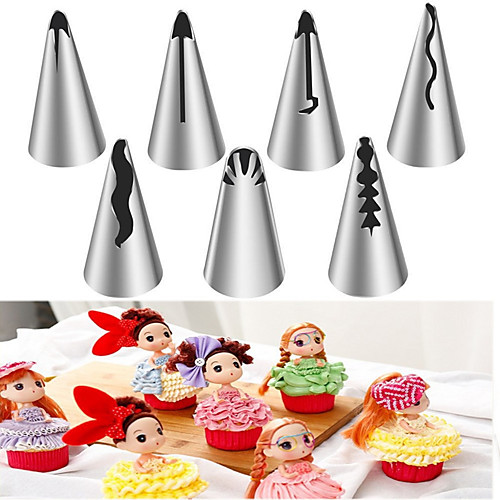 

Korean Flower Mouth 7pcs Barbie Skirt Decorated Mouth Seamless Stainless Steel DIY