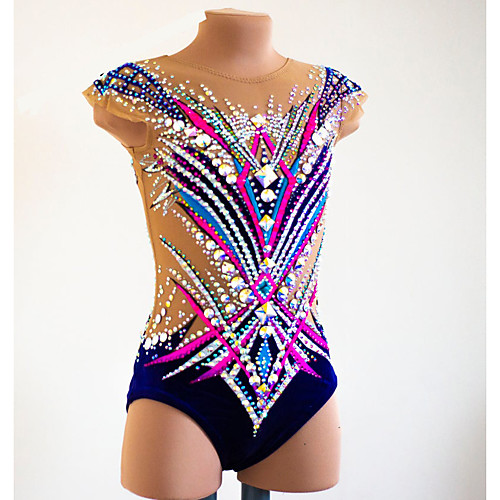 

21Grams Rhythmic Gymnastics Leotards Artistic Gymnastics Leotards Women's Girls' Kids Leotard Spandex High Elasticity Breathable Handmade Long Sleeve Training Dance Rhythmic Gymnastics Artistic