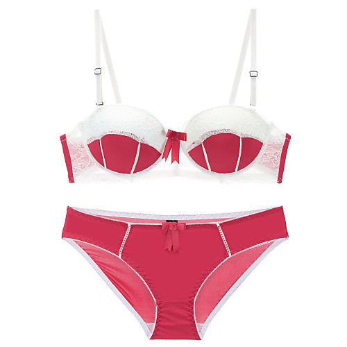 

Women's Push-up Lace Bras Demi-cup Bra & Panty Set Fashion Black Lavender Red