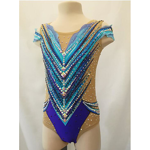 

21Grams Rhythmic Gymnastics Leotards Artistic Gymnastics Leotards Women's Girls' Kids Leotard Spandex High Elasticity Breathable Handmade Sleeveless Competition Dance Rhythmic Gymnastics Artistic