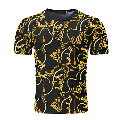 

Men's T shirt Graphic Geometric Short Sleeve Daily Tops White Black