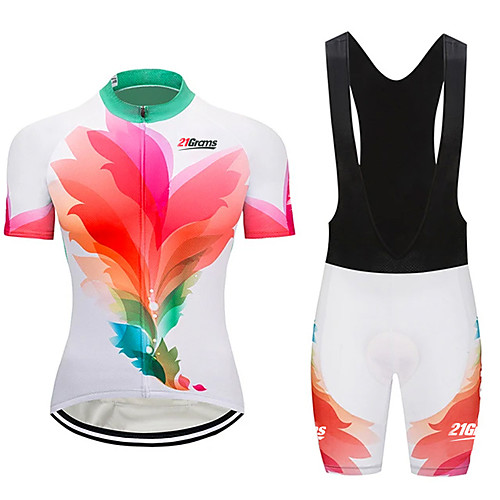 

21Grams Women's Short Sleeve Cycling Jersey with Bib Shorts Spandex Polyester PinkGreen Gradient Bike Clothing Suit Breathable 3D Pad Quick Dry Ultraviolet Resistant Sweat-wicking Sports Solid Color