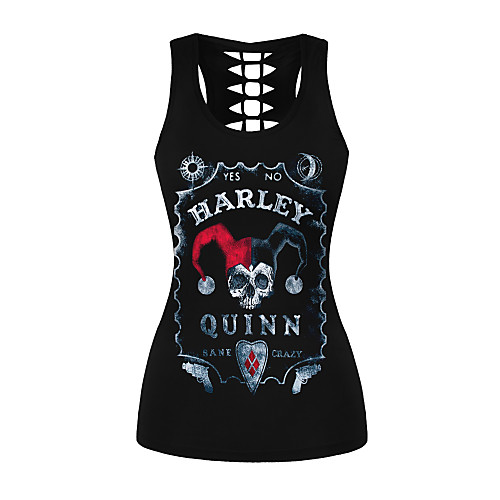 

Women's Skull Print Slim Tank Top Basic Punk & Gothic Daily Sports Black