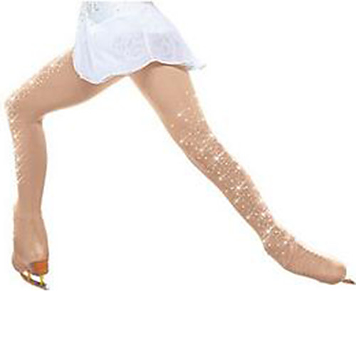 

Figure Skating Pants Women's Girls' Ice Skating Bottoms Khaki Spandex High Elasticity Training Skating Wear Crystal / Rhinestone Ice Skating Figure Skating / Kids