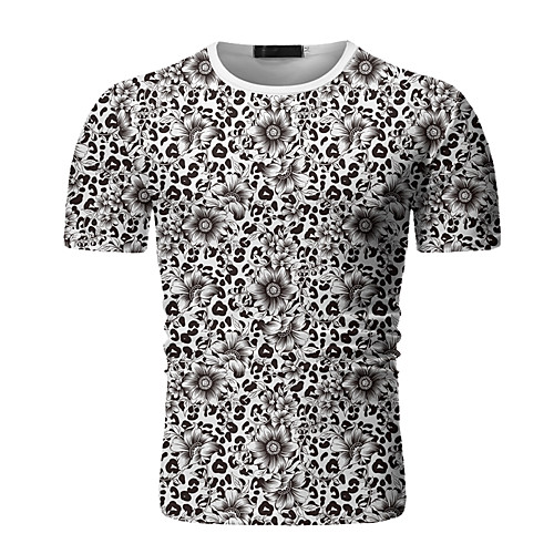 

Men's T shirt Geometric Short Sleeve Daily Tops White Yellow
