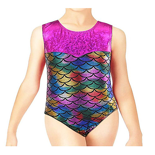 

21Grams Gymnastics Leotards Girls' Leotard Spandex High Elasticity Breathable Butterfly Sparkly Sleeveless Training Ballet Dance Gymnastics Purple / Mermaid Scales