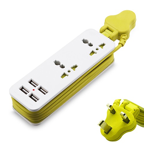 

Smart Wall Charger With 4 USB Travel Power Extension Socket Surge Protector 5V 2A Hub Socket