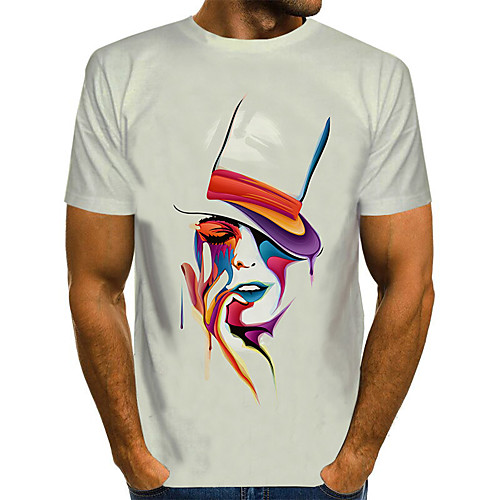 

Men's 3D T-shirt Basic Daily Round Neck Rainbow / Short Sleeve