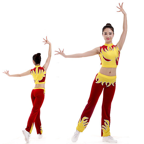 

Cheerleader Costume Gymnastics Suits Women's Girls' Kids Pants / Trousers Spandex High Elasticity Handmade Sleeveless Competition Dance Rhythmic Gymnastics Gymnastics Red