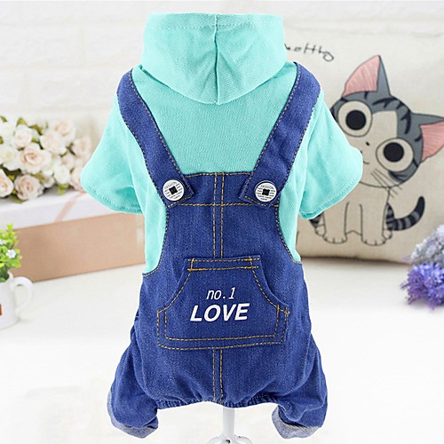 

Dog Jumpsuit Dog Clothes Polka Dot Blue Pink Oxford cloth Cotton Costume For Spring & Fall Winter Casual / Daily
