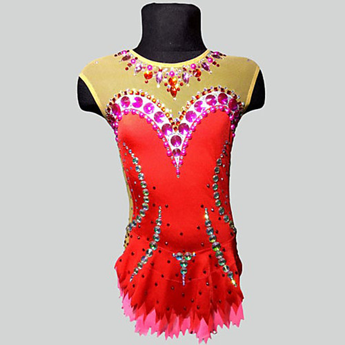 

21Grams Rhythmic Gymnastics Leotards Artistic Gymnastics Leotards Women's Girls' Kids Leotard Spandex High Elasticity Breathable Handmade Sleeveless Training Dance Rhythmic Gymnastics Artistic