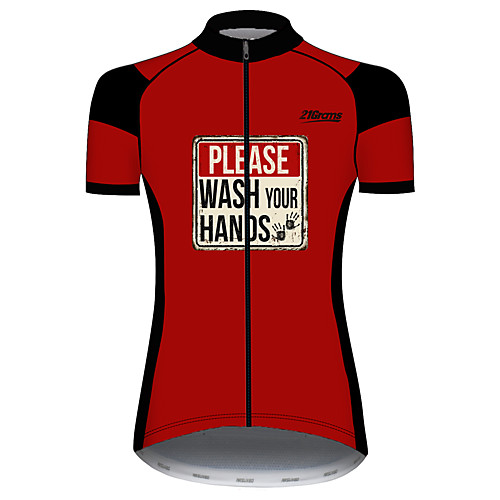 

21Grams Women's Short Sleeve Cycling Jersey Spandex Black / Red Solid Color Novelty Bike Jersey Top Mountain Bike MTB Road Bike Cycling UV Resistant Breathable Quick Dry Sports Clothing Apparel