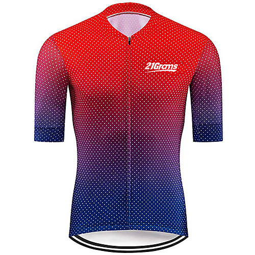 

21Grams Men's Short Sleeve Cycling Jersey Spandex RedBlue Polka Dot Gradient Solid Color Bike Jersey Top Mountain Bike MTB Road Bike Cycling UV Resistant Breathable Quick Dry Sports Clothing Apparel