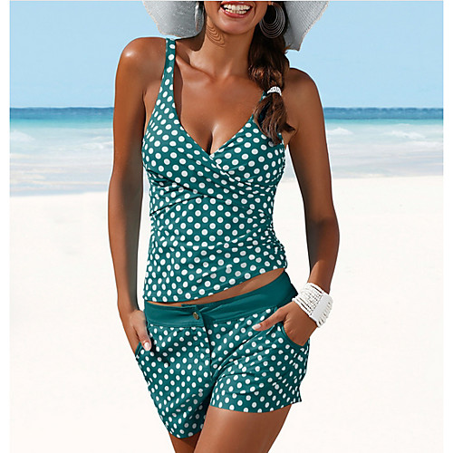 

Women's Black Army Green Green Bikini Swimwear Swimsuit - Polka Dot S M L Black