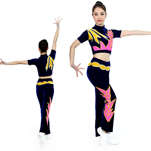 

Cheerleader Costume Gymnastics Suits Women's Girls' Kids Pants / Trousers Spandex High Elasticity Handmade Short Sleeve Competition Dance Rhythmic Gymnastics Gymnastics Red