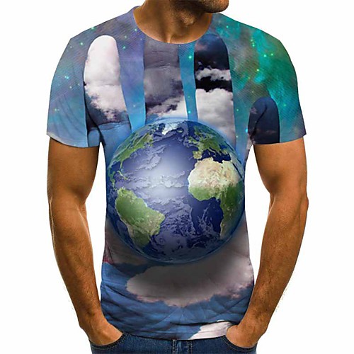 

Men's 3D Print T-shirt Daily Round Neck Blue / Short Sleeve