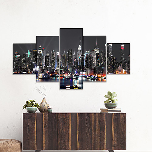 

AMJ Hot Sale City Night Scenery Pentagram Living Room Sofa Background Wall Decoration Canvas Picture Frameless Core 15880 cm