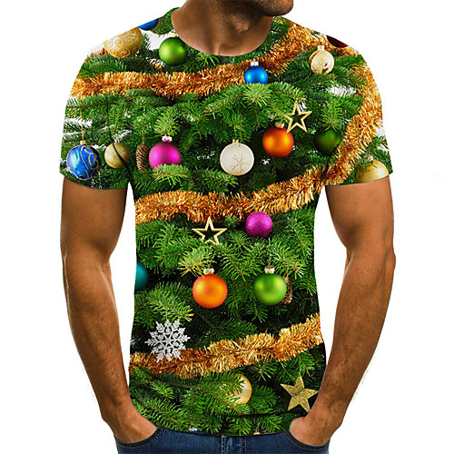 

Men's T shirt Color Block 3D Plus Size Print Short Sleeve Daily Tops Basic Exaggerated Rainbow