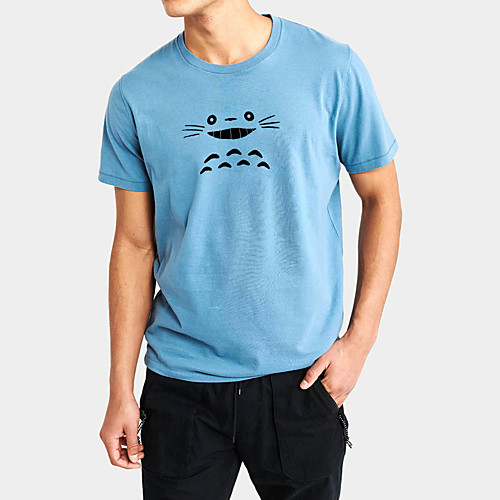 

Men's T shirt Solid Colored Animal Print Short Sleeve Daily Tops Cotton Business Basic White Black Blue