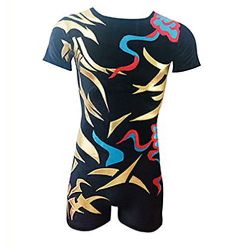 

Rhythmic Gymnastics Leotards Artistic Gymnastics Leotards Men's Leotard Spandex High Elasticity Handmade Short Sleeve Competition Dance Rhythmic Gymnastics Artistic Gymnastics Black