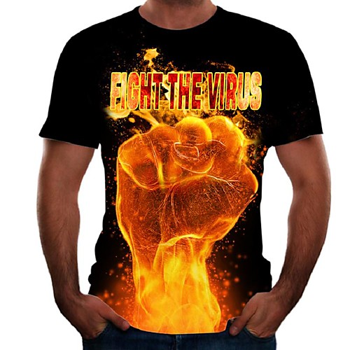 

Men's T shirt Color Block Flame Simulation Plus Size Print Short Sleeve Daily Tops Basic Streetwear Rainbow