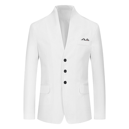 

Men's Blazer, Solid Colored Stand Polyester Black / White / Blushing Pink