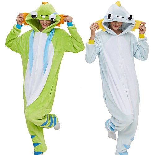 

Adults' Kigurumi Pajamas Murloc Onesie Pajamas Flannelette White / Green Cosplay For Men and Women Animal Sleepwear Cartoon Festival / Holiday Costumes / Leotard / Onesie / Leotard / Onesie