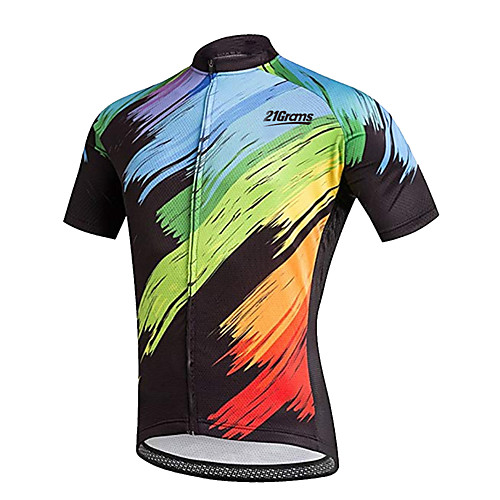

21Grams Men's Short Sleeve Cycling Jersey Black / Blue Gradient Bike Jersey Top Mountain Bike MTB Road Bike Cycling UV Resistant Breathable Quick Dry Sports Clothing Apparel / Stretchy / Race Fit
