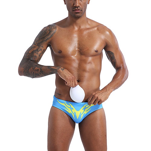 

Men's Bikini Beach Bottom Swimsuit Lace up Print Abstract Tropical Light Blue White Black Blushing Pink Orange Swimwear Bathing Suits