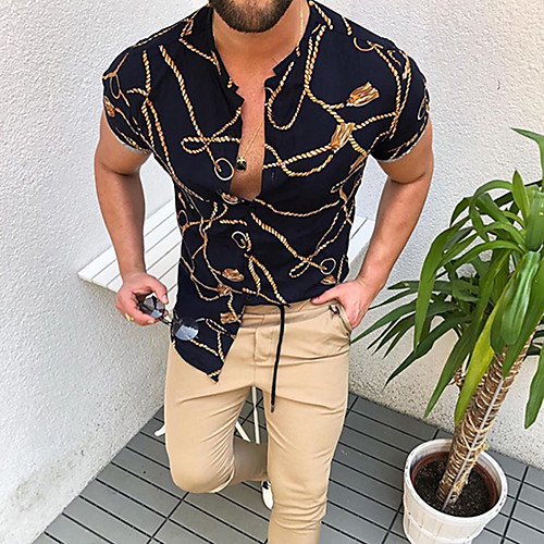 

Men's Geometric Shirt Daily Black / Short Sleeve