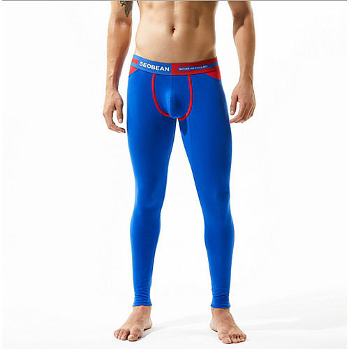 

Compression Gym Men's Normal Cotton Sexy Long Johns Color Block Mid Waist