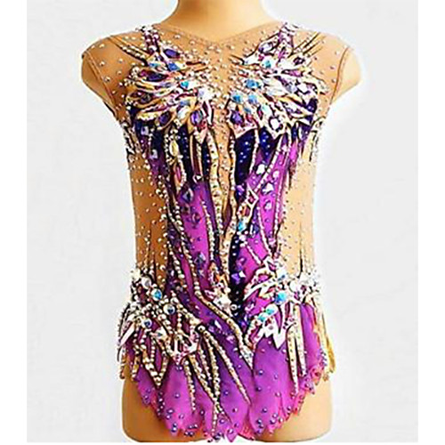 

21Grams Rhythmic Gymnastics Leotards Artistic Gymnastics Leotards Women's Girls' Kids Leotard Spandex High Elasticity Breathable Handmade Sleeveless Training Dance Rhythmic Gymnastics Artistic