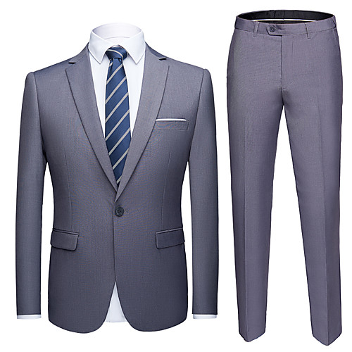 

Tuxedos Tailored Fit Slim Notch Single Breasted One-button Polyester Solid Colored / British / Fashion