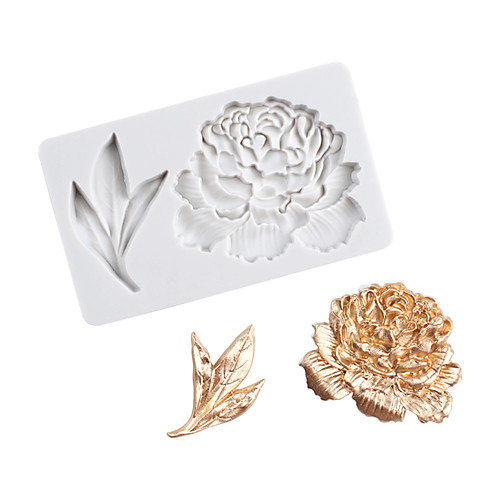 

Peony flower peony leaf single-sided stamping fondant cake silicone mold home baking tools