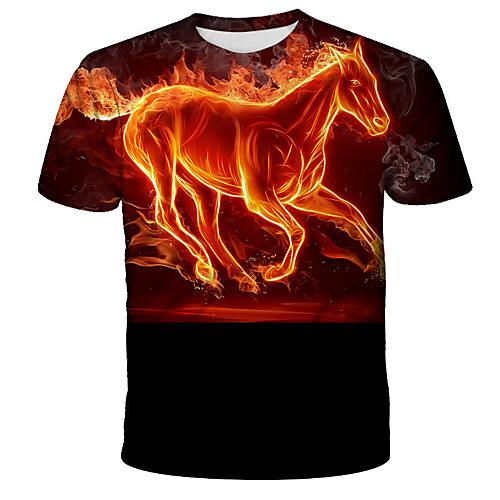 

Men's T shirt 3D Animal Print Short Sleeve Daily Tops Streetwear Exaggerated Black