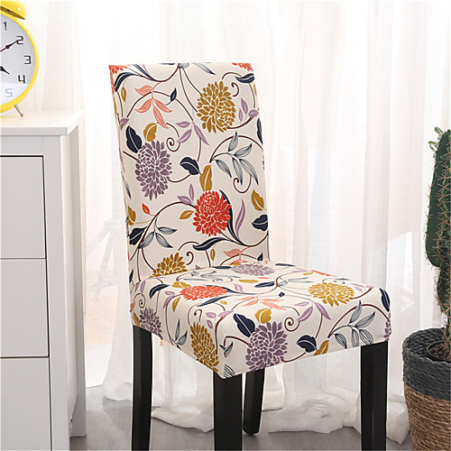 

Khaki Floral Print Very Soft Chair Cover Stretch Removable Washable Dining Room Chair Protector Slipcovers Home Decor Dining Room Seat Cover