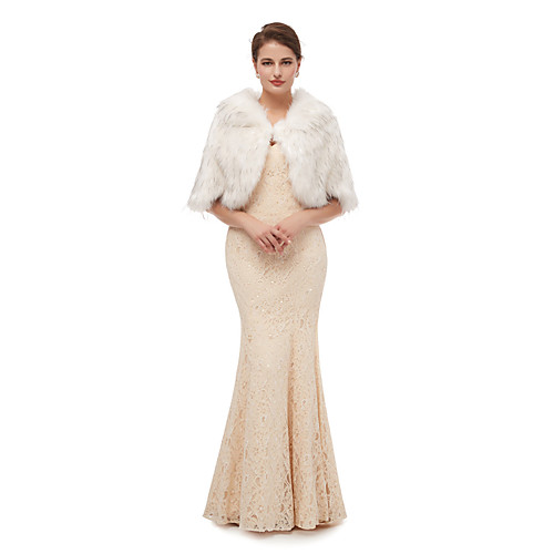

Half Sleeve Shawls Faux Fur Wedding Women's Wrap With Solid