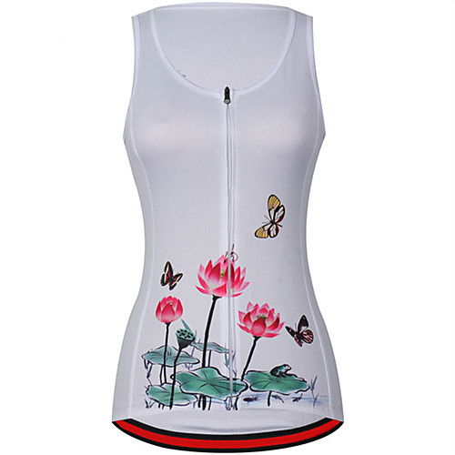 

21Grams Women's Sleeveless Cycling Jersey Cycling Vest Spandex Polyester Red / White Black / Red Floral Botanical Bike Jersey Top Mountain Bike MTB Road Bike Cycling UV Resistant Breathable Quick Dry