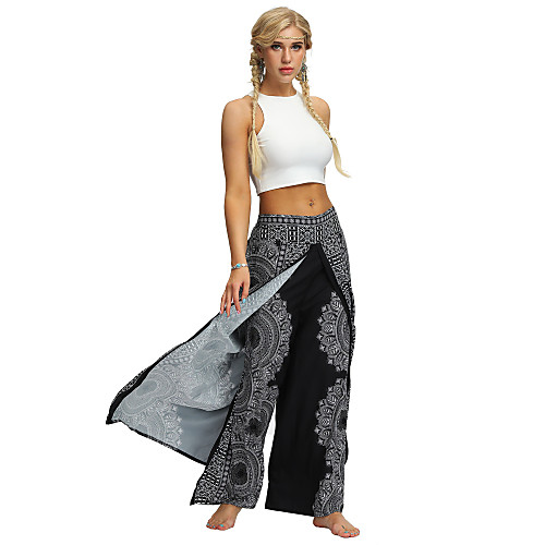 

Women's Yoga Boho Comfort Plus Size Loose Wide Leg Pants Pants Pattern Full Length Print High Waist Black Red Green