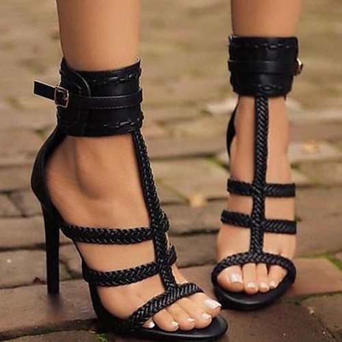 

Women's Heels Stiletto Heel Pointed Toe PU Spring & Summer Black