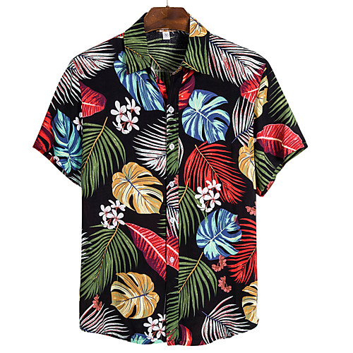 

Men's Shirt Floral Short Sleeve Daily Tops Basic Boho Rainbow