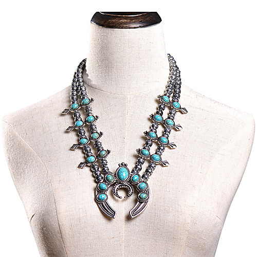 

Women's Blue Resin Statement Necklace Necklace Statement Vintage Punk Resin Silver Plated Chrome Blue 65 cm Necklace Jewelry 1pc For Prom Street Birthday Party Festival