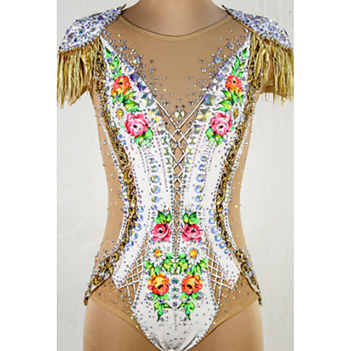 

21Grams Rhythmic Gymnastics Leotards Artistic Gymnastics Leotards Women's Girls' Kids Leotard Spandex High Elasticity Breathable Handmade Sleeveless Training Dance Rhythmic Gymnastics Artistic