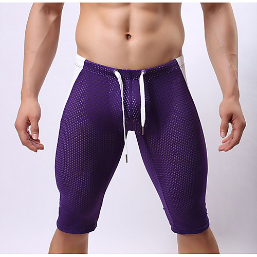 

Men's Normal Nylon Sexy Long Johns Color Block Mid Waist